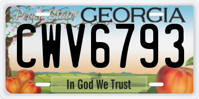 GA license plate CWV6793