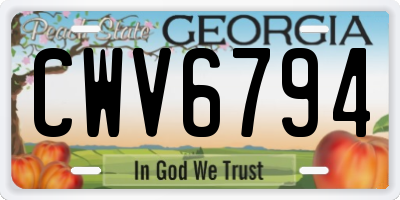 GA license plate CWV6794