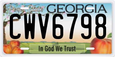 GA license plate CWV6798