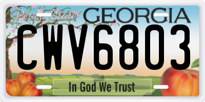 GA license plate CWV6803