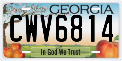 GA license plate CWV6814