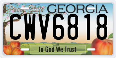 GA license plate CWV6818