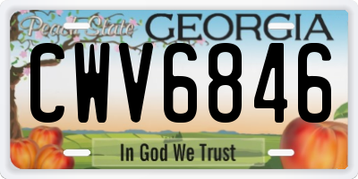 GA license plate CWV6846