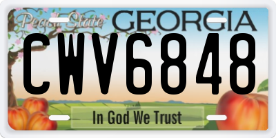 GA license plate CWV6848