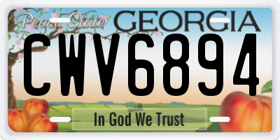 GA license plate CWV6894