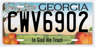 GA license plate CWV6902