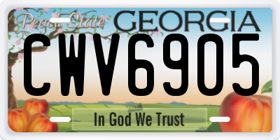 GA license plate CWV6905