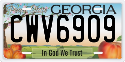 GA license plate CWV6909