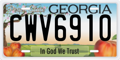 GA license plate CWV6910