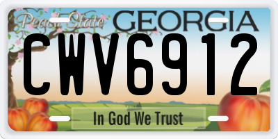 GA license plate CWV6912