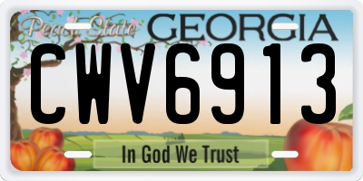 GA license plate CWV6913