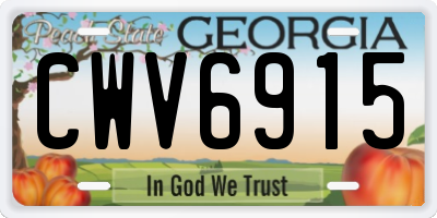 GA license plate CWV6915