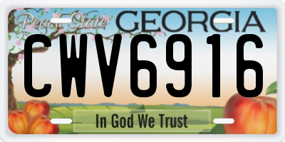 GA license plate CWV6916