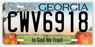 GA license plate CWV6918