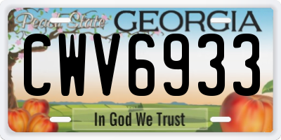 GA license plate CWV6933