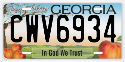 GA license plate CWV6934