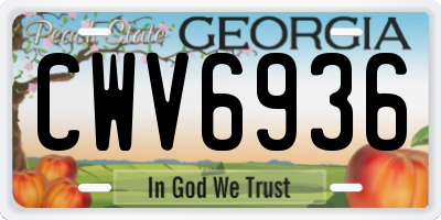 GA license plate CWV6936