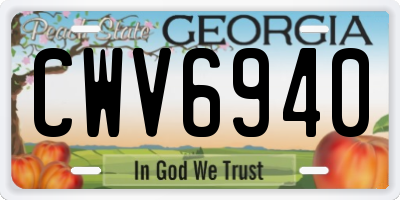 GA license plate CWV6940