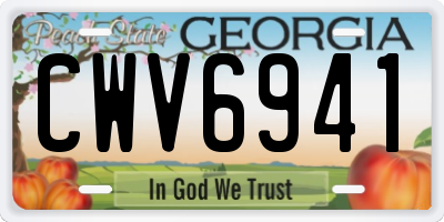 GA license plate CWV6941