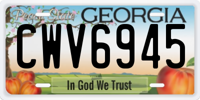 GA license plate CWV6945