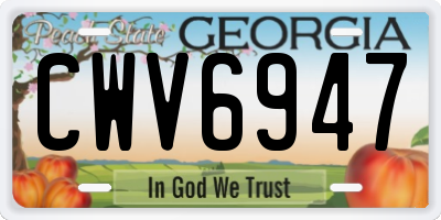 GA license plate CWV6947