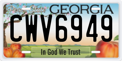 GA license plate CWV6949