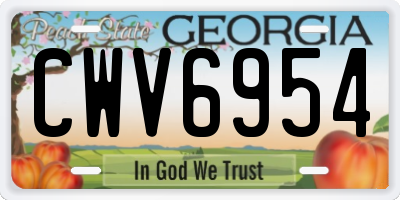GA license plate CWV6954