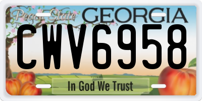GA license plate CWV6958
