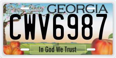 GA license plate CWV6987