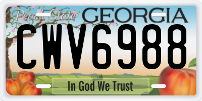GA license plate CWV6988