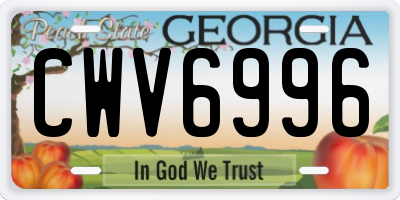 GA license plate CWV6996