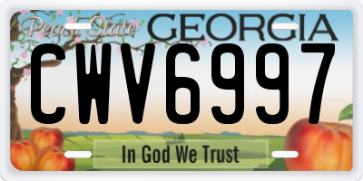 GA license plate CWV6997