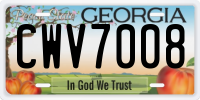 GA license plate CWV7008