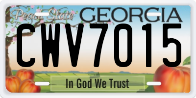GA license plate CWV7015