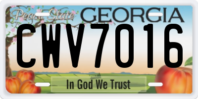 GA license plate CWV7016