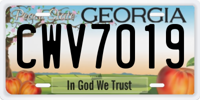 GA license plate CWV7019