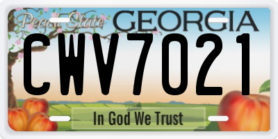 GA license plate CWV7021