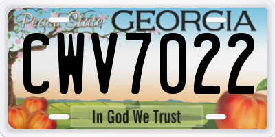 GA license plate CWV7022