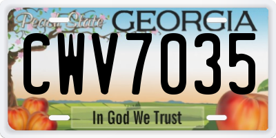 GA license plate CWV7035