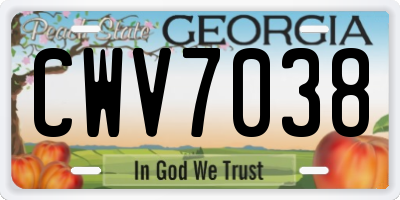 GA license plate CWV7038