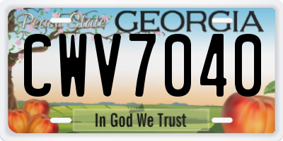 GA license plate CWV7040