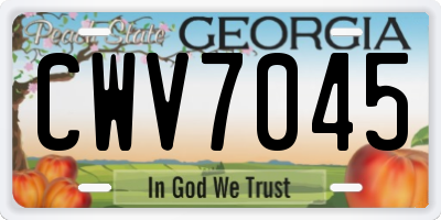 GA license plate CWV7045