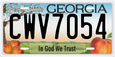 GA license plate CWV7054