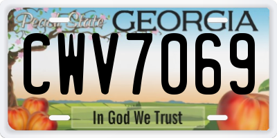 GA license plate CWV7069