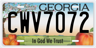 GA license plate CWV7072