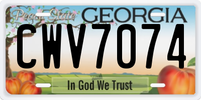 GA license plate CWV7074