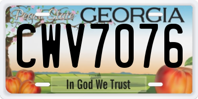 GA license plate CWV7076