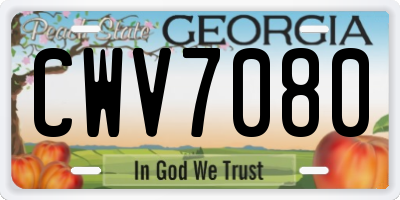 GA license plate CWV7080