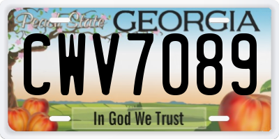 GA license plate CWV7089