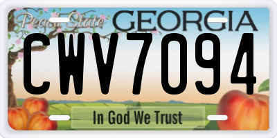 GA license plate CWV7094